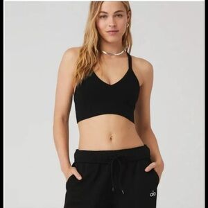 ALO Yoga Black Ribbed Sports Bra